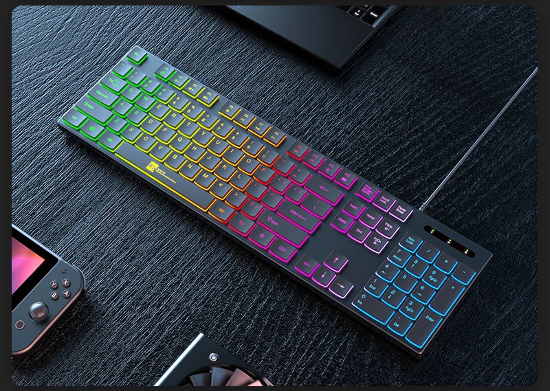 Gaming Keyboard Wired RGB Backlit Keyboard USB Backlight 104 Keys Ergonomic Gamer Keyboard for PC Laptop English