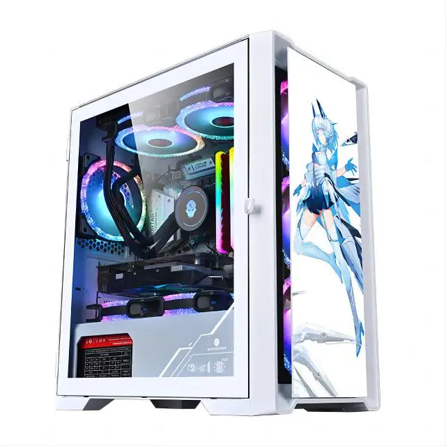 Gaming PC Desktop,Radeon RX 580 8G GDDR5, 10th Gen G5905 3.5G, 16G RAM, 512G SSD, WiFi, BT 5.0, RGB Fan x 4, RGB Mouse Pad