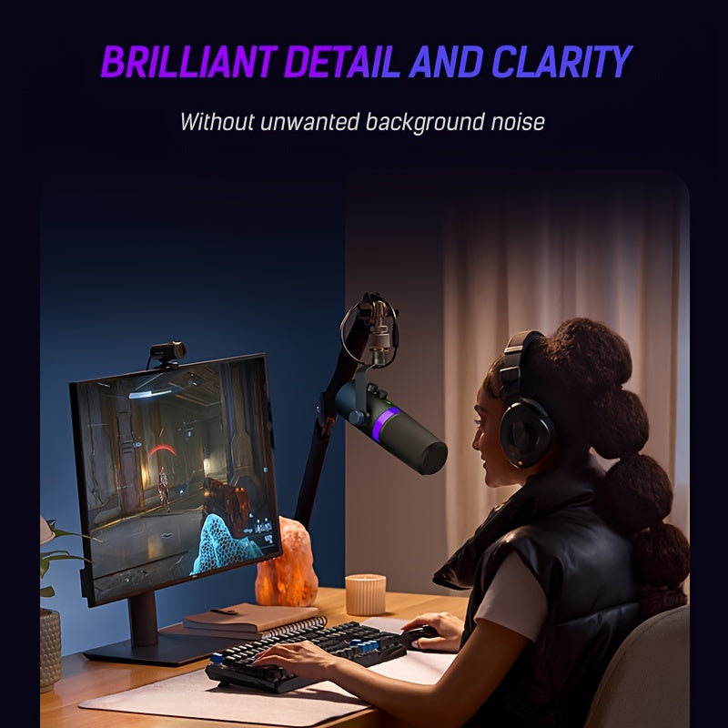 SDM70 XLR/USB Dynamic Microphone, RGB Podcast Mic with Software for Streaming, Gaming, Recording, Voice-Over, Metal Microphone with Mute Eid Al-Adha Mubarak