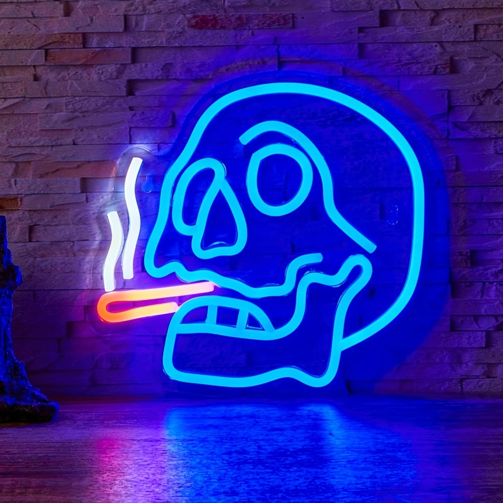 1pc  Backboard Led Neon Light, Cigar Skull For Home Decor Man Cave Neon, Powered By USB 5V