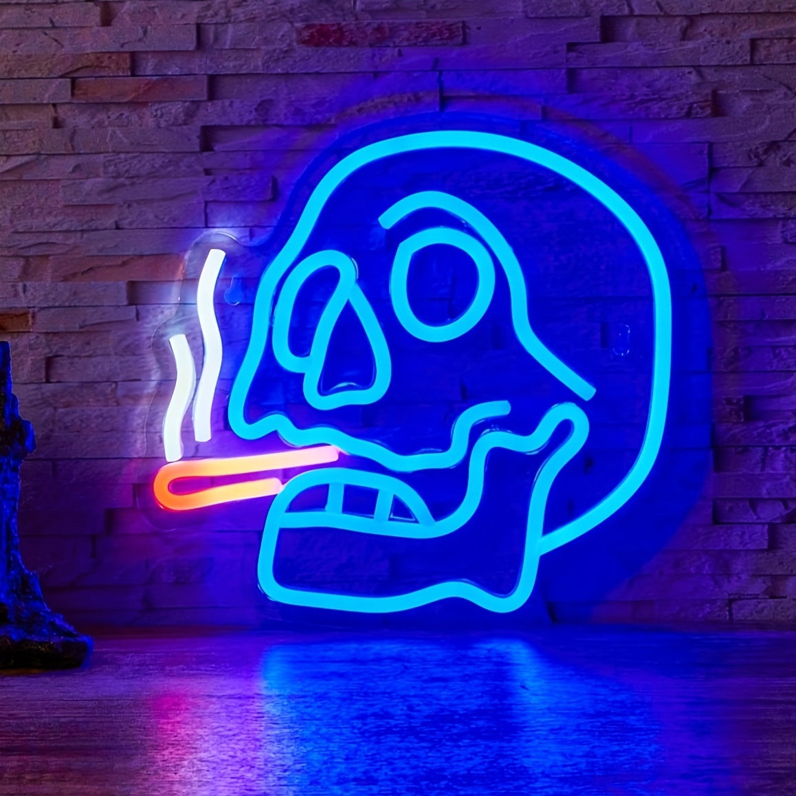 1pc  Backboard Led Neon Light, Cigar Skull For Home Decor Man Cave Neon, Powered By USB 5V