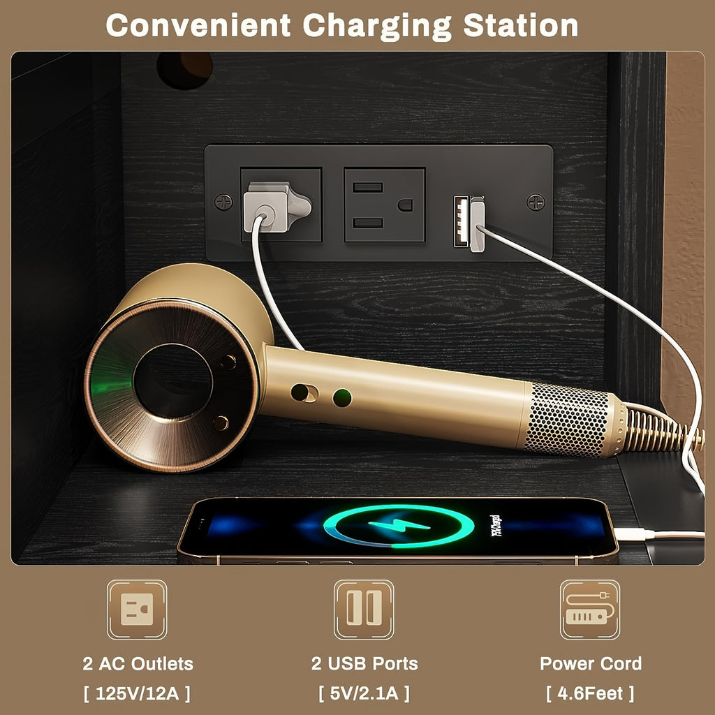 Luxurious Black Makeup Vanity Table with Storage - 3 Lighting Modes, USB Ports, Outlets, and Spacious Drawers - Perfect for Beauty Enthusiasts and Professionals