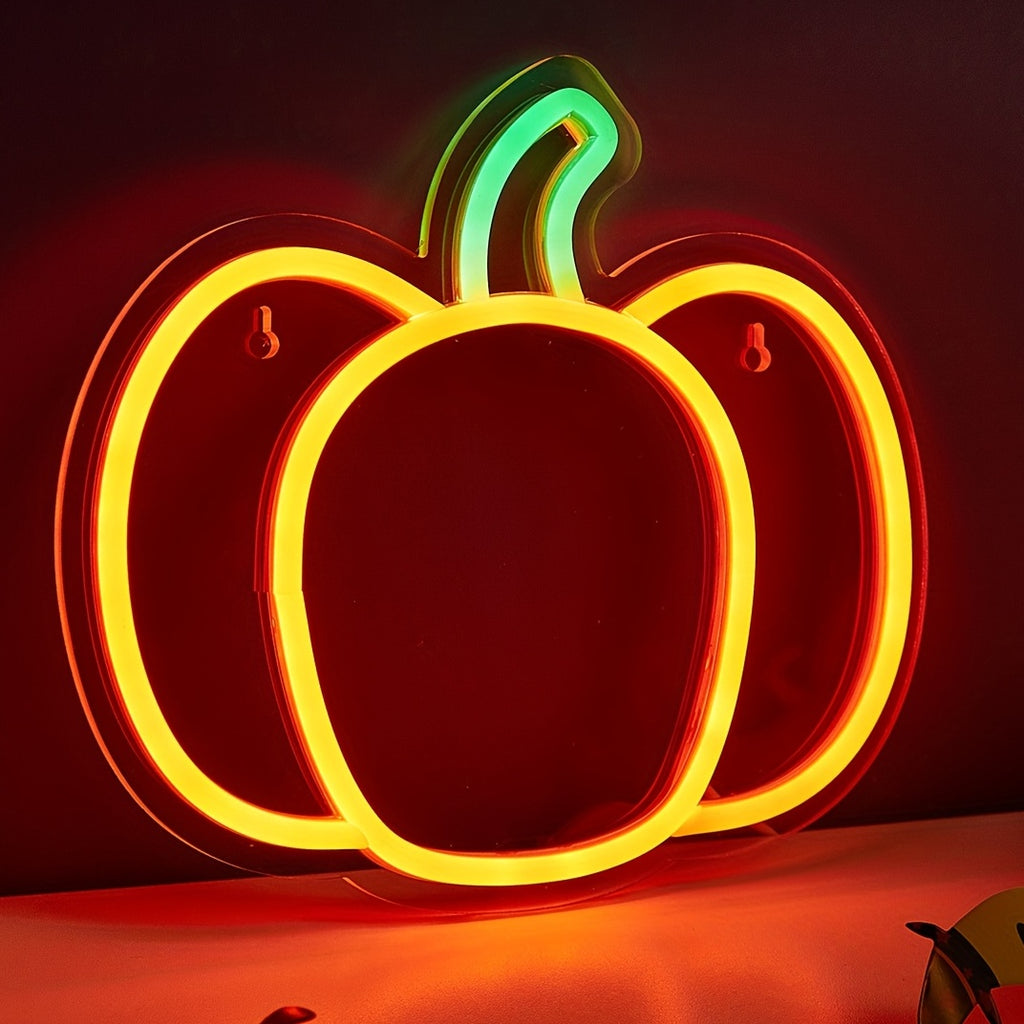 1pc LED Back Plate Neon Sign, Halloween Sign Pumpkin 5V USB Powered With On-line Switch