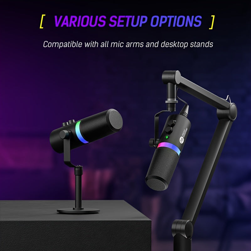 SDM70 XLR/USB Dynamic Microphone, RGB Podcast Mic with Software for Streaming, Gaming, Recording, Voice-Over, Metal Microphone with Mute Eid Al-Adha Mubarak