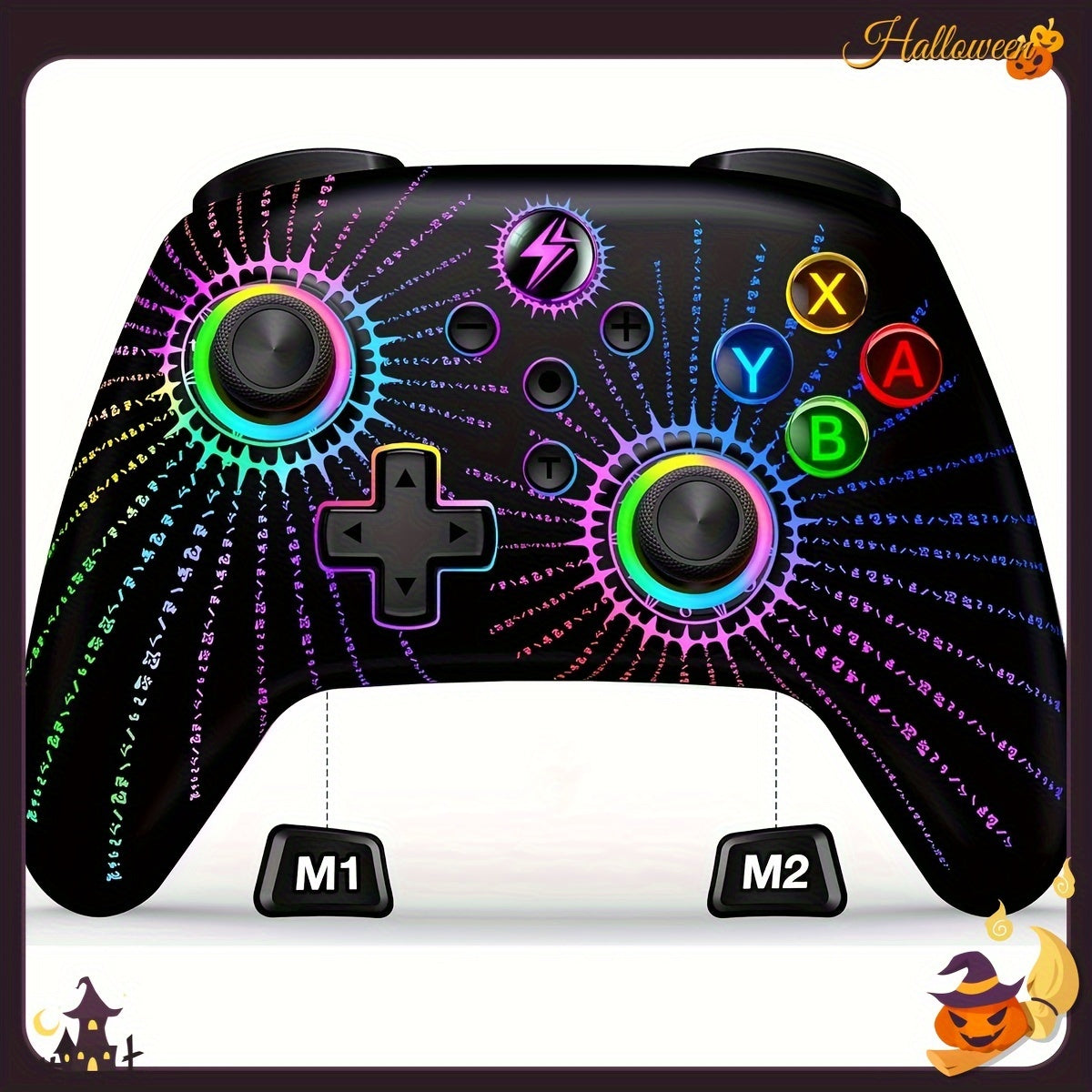 RGB Wireless Pro Controller For Nintendo Switch - Vibrant Lights, Programmable Buttons, Turbo Boost, OLED Compatible - For Gaming Experience