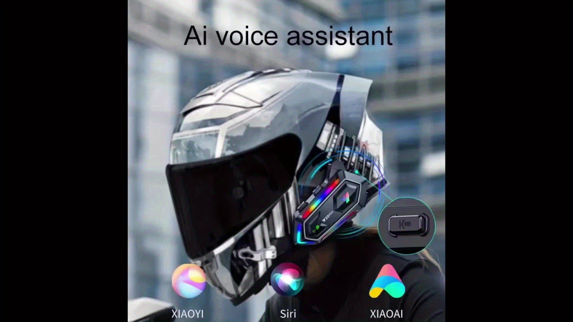 1000mah wireless 5.3 Motorcycle Helmet Headset, wireless earphone,16 Modes RGB Light,, Noice Reduction