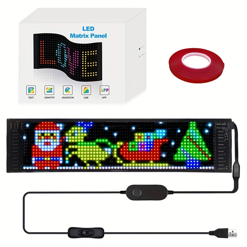 1pc LED Matrix Pixel Panel, Scrolling LED Sign APP USB 5V Flexible Addressable RGB Pattern Graffiti Scrolling Text Animation Display Car Shop