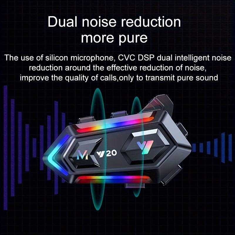 1000mah wireless 5.3 Motorcycle Helmet Headset, wireless earphone,16 Modes RGB Light,, Noice Reduction