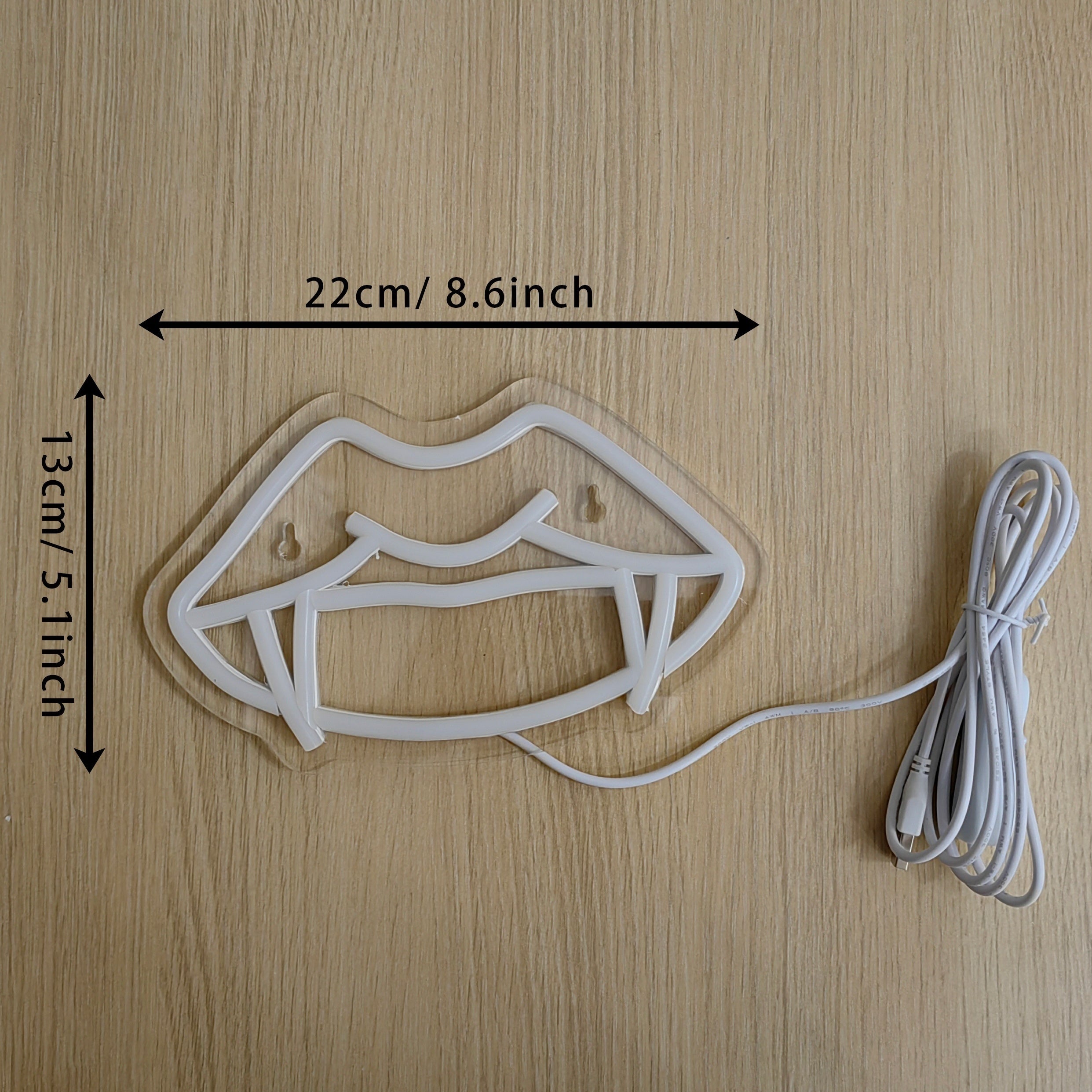 1pc Backboard Led Neon Light, Teeth Mouth Cool Fangs Man Cave Decor, Neon Powered By USB 5V