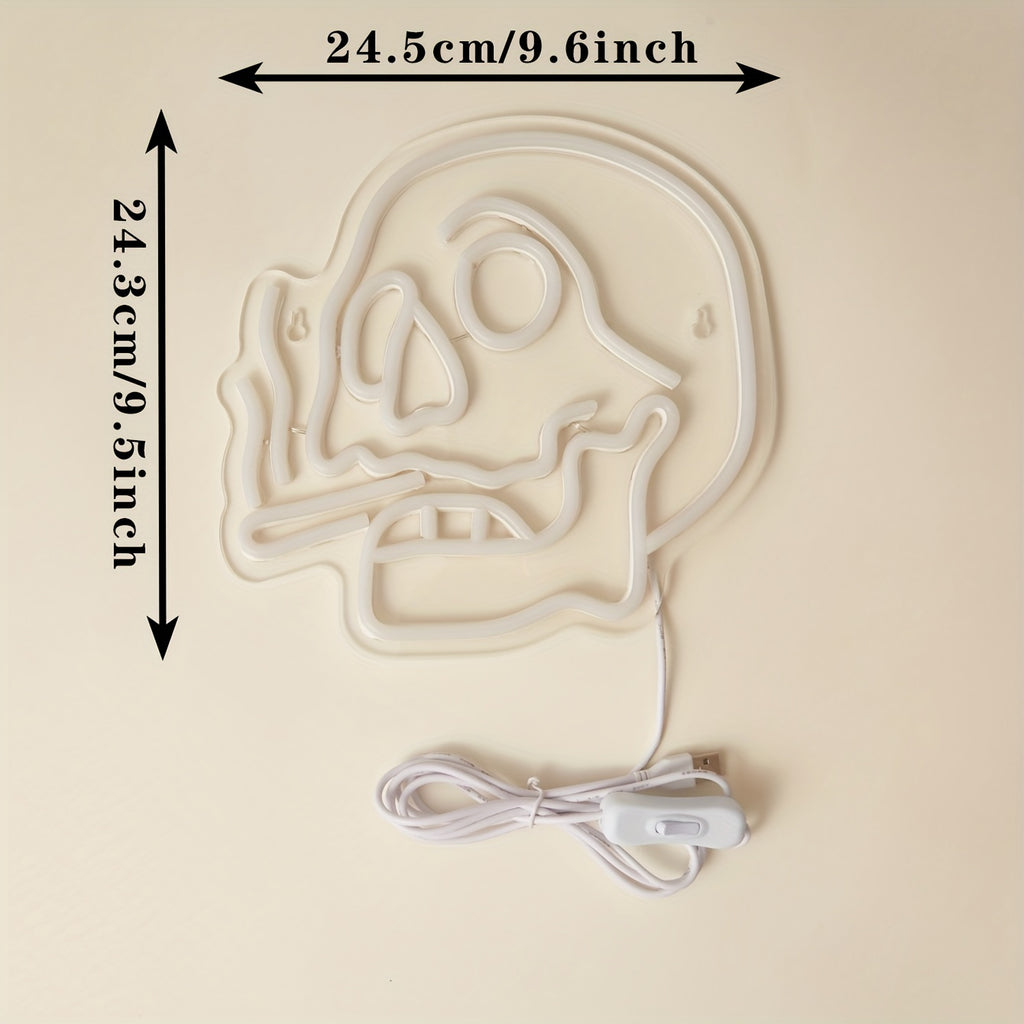 1pc  Backboard Led Neon Light, Cigar Skull For Home Decor Man Cave Neon, Powered By USB 5V