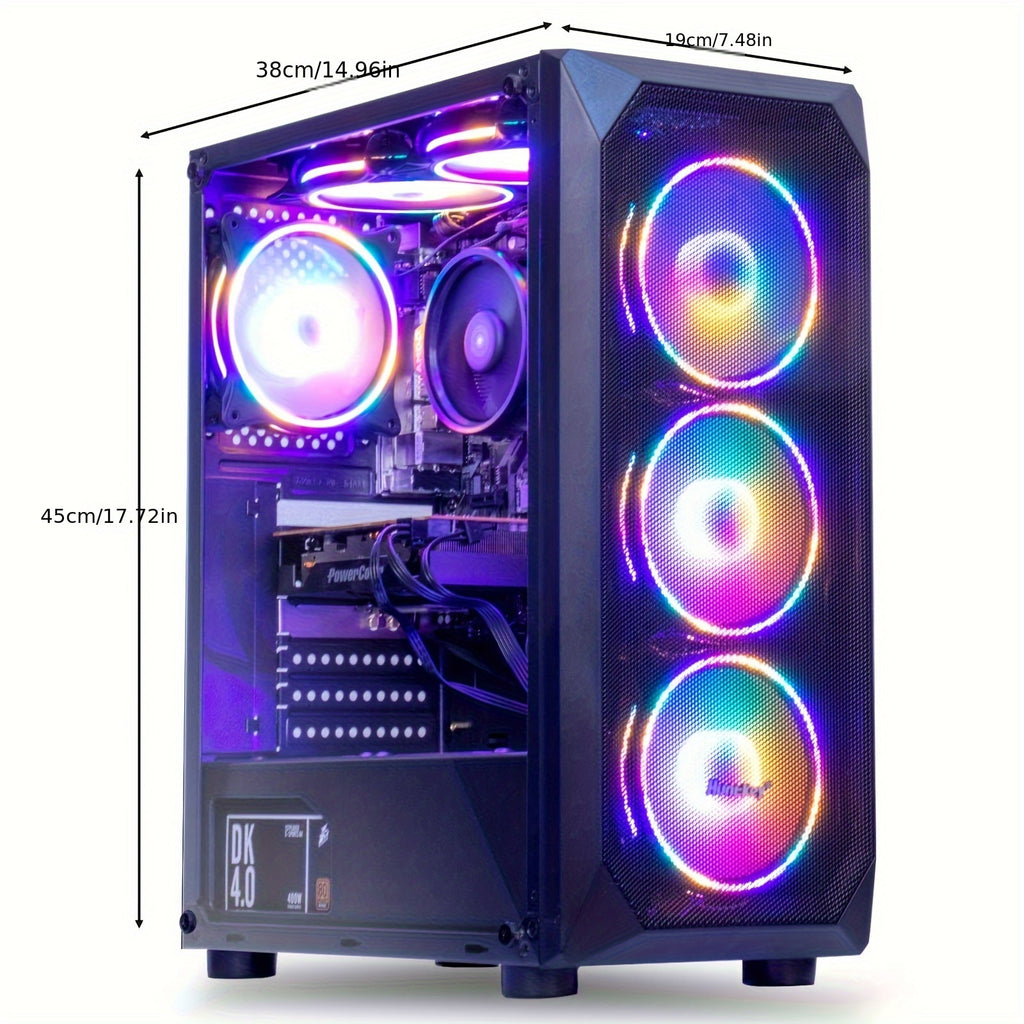 MXZ Gaming PC Computer R5 3600, 16G DDR4, NVME 500G, A320, 6RGB Fans, Gamer Desktop Computer Optional RTX 4060/RX6750GRE/RTX 2060