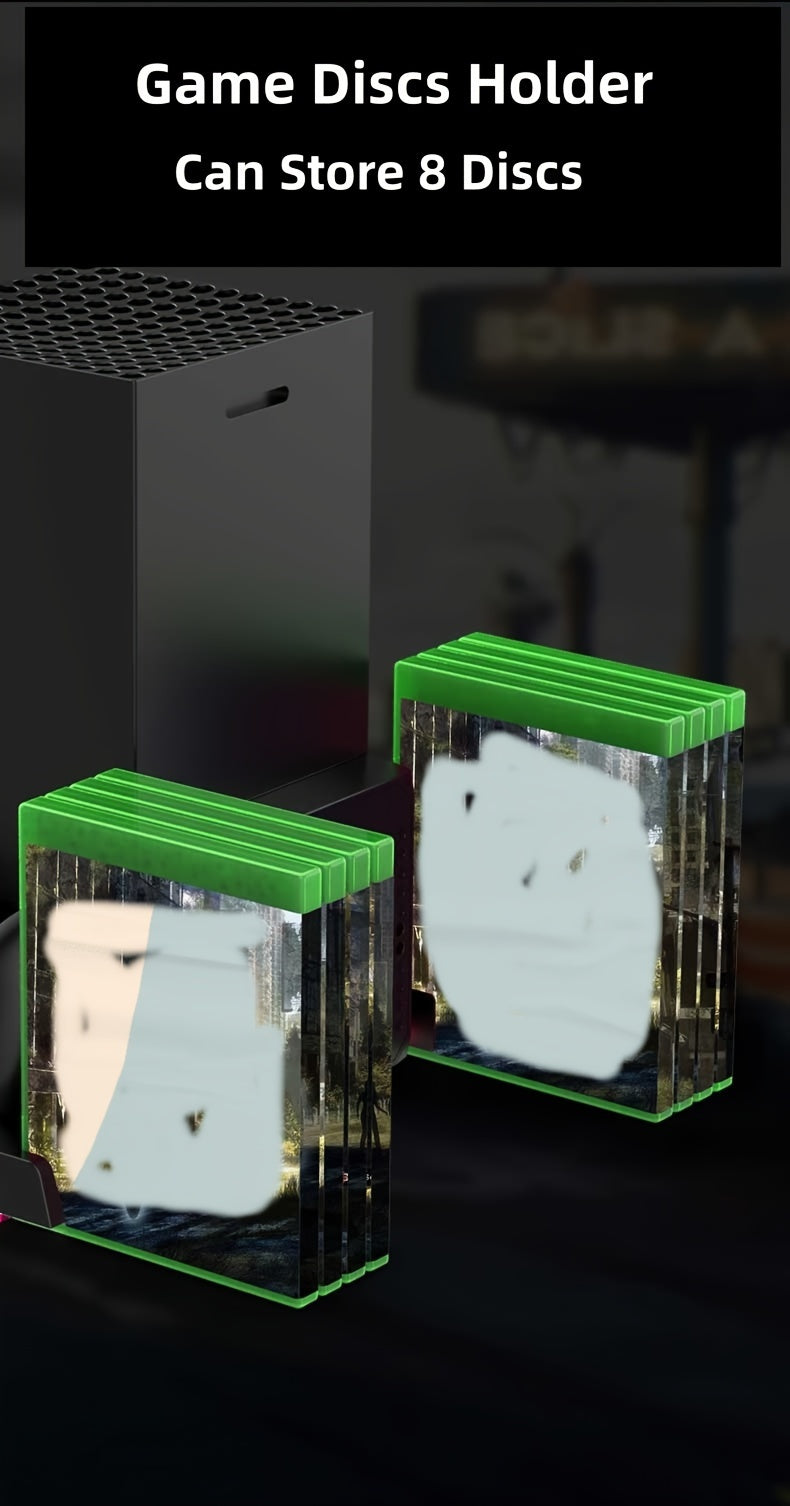 For Xbox Series X Cooling Stand Controller Gamepad Charge Seat For XBX With Headphone Hook And Game Discs Card Slot RGB Light Double Fan