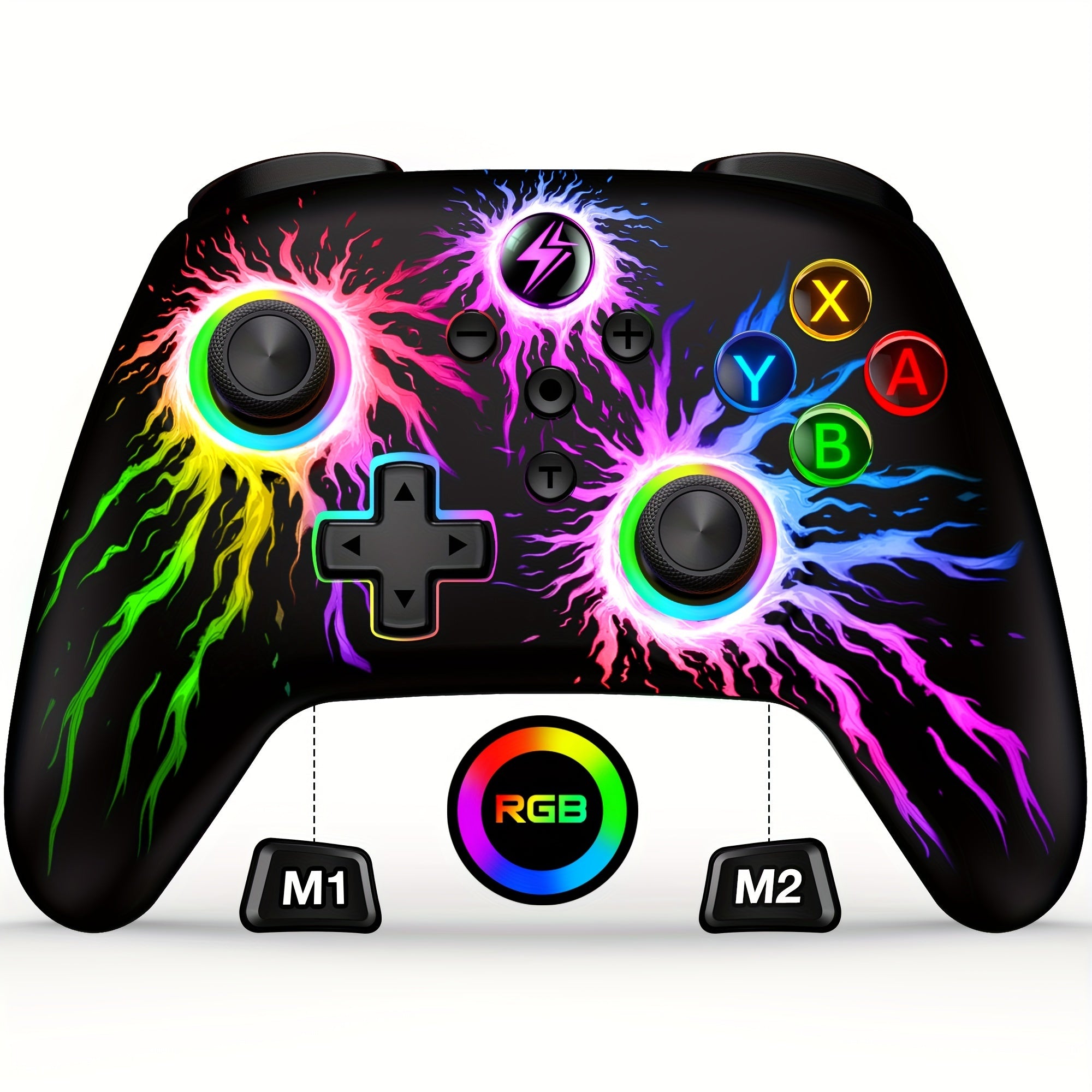 RGB Wireless Pro Controller For Nintendo Switch - Vibrant Lights, Programmable Buttons, Turbo Boost, OLED Compatible - For Gaming Experience