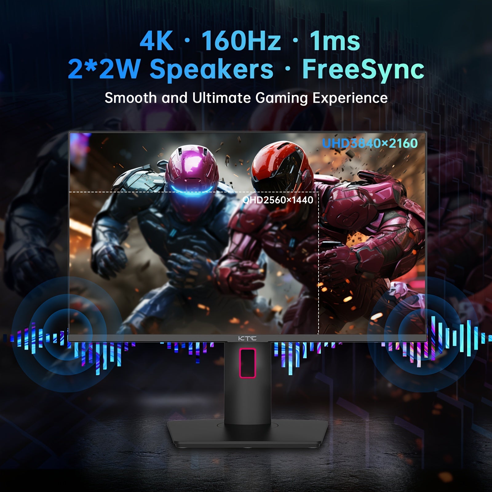 [Fast Arrival] 27" 4K KTC Mini LED Monitor: Fast IPS, 160Hz/144Hz HDR1000 Gaming, Type-C 90W, HDMI/DP/USB, Swivel/Height/Pivot/Tilt, VESA, Vertical Monitor for Gaming & PC