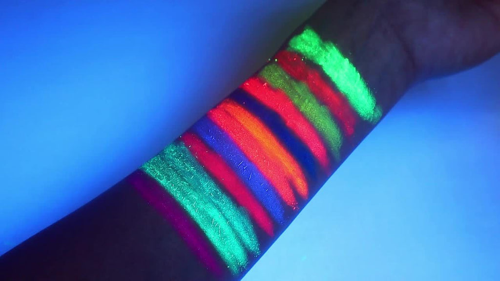 12 Pcs Bright UV Blacklight Face Paint Neon Makeup Fluorescent, Face Paint Kit Water Reactive Glow Face Paint Crayons Safe Body Painting For Special Make Up For Music Festival