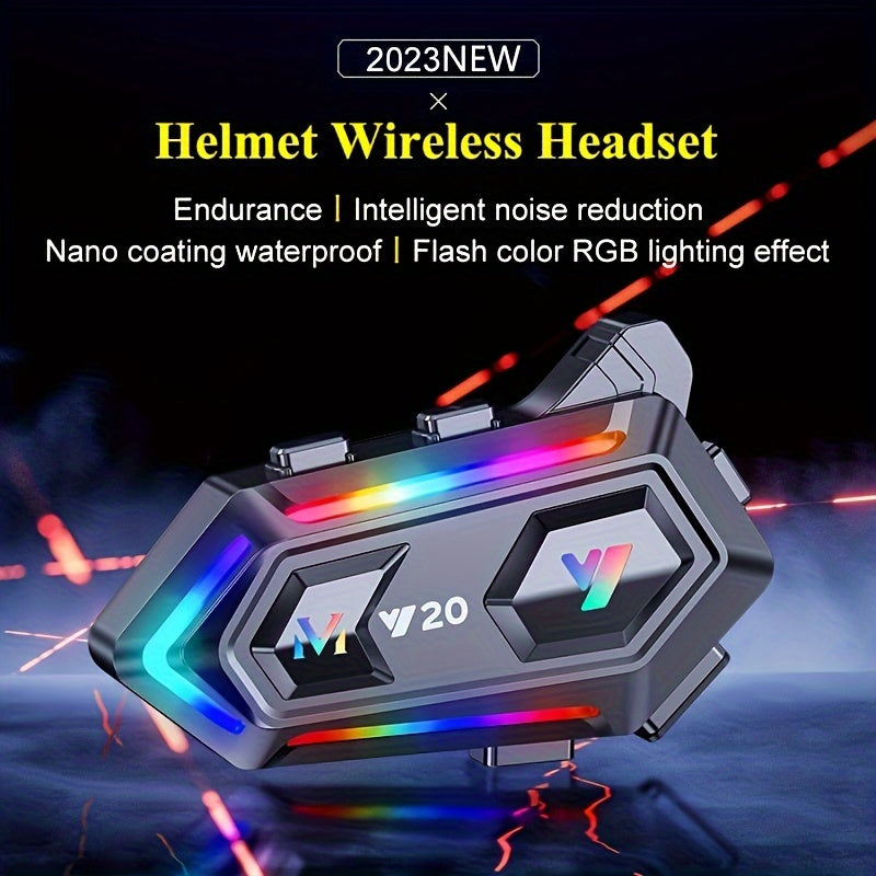 1000mah wireless 5.3 Motorcycle Helmet Headset, wireless earphone,16 Modes RGB Light,, Noice Reduction