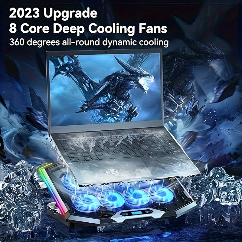Essential for School Start Season 1pc ICE COOREL Laptop Cooler Gaming 8-core Silent RGB Exhaust Fan Laptop Stand Silent Computer Cooler Can Be Given As A Gift to Gaming Enthusiasts
