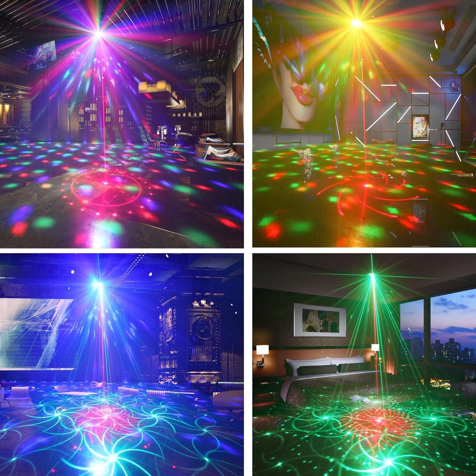 1pc USB 7 Lens Disco Ball Lights For Bar, DJ Party Lights With Remote Control, RGB Magic Ball Projector Lights Voice Activity Party Lights Ceiling Table Lamp For Bar Wedding Nightclub Valentine's Day Father's Day Mother's Day