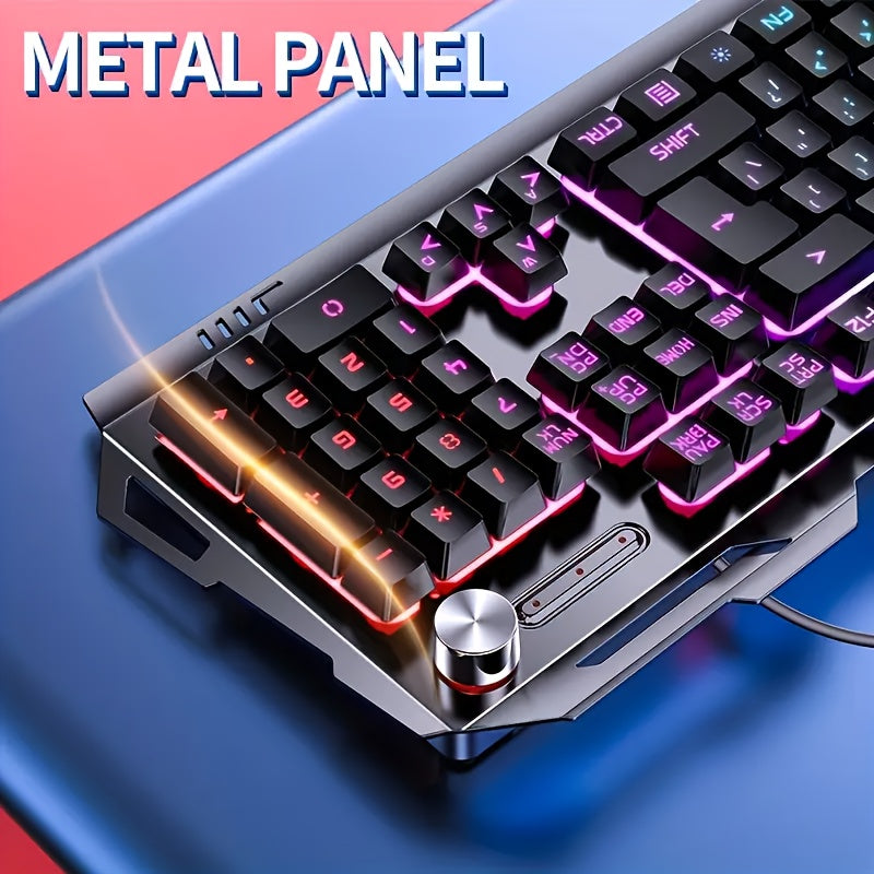 Three-Piece USB Wired Gaming PC Accessories Mechanical Touch Metal Keyboard, Mouse, Headset The keyboard/mouse is wired only
