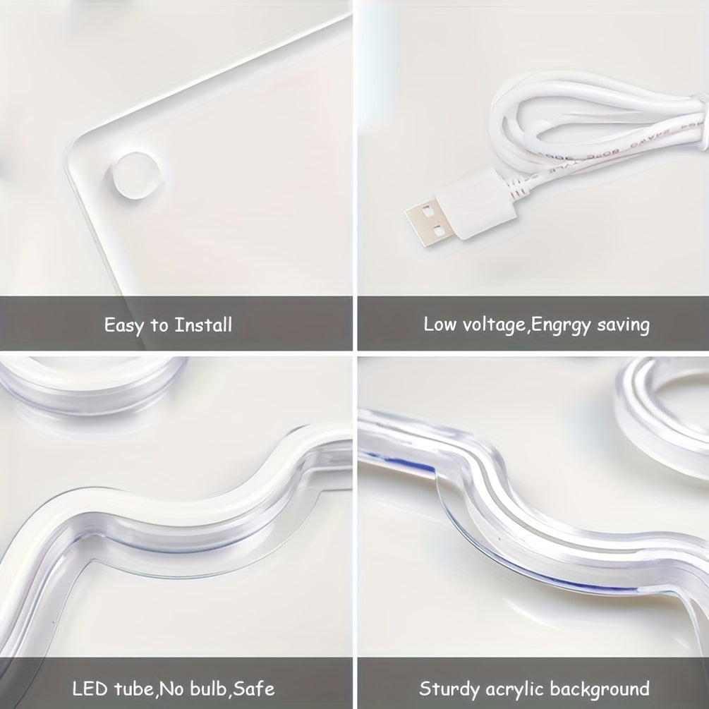 1pc Halloween Decorations Neon Signs, Moon And Bat LED Light, Neon Light Up Halloween Party, USB Powerd Gothic Neon Lamp For Festival Wall Decor, Bar, Bedroom