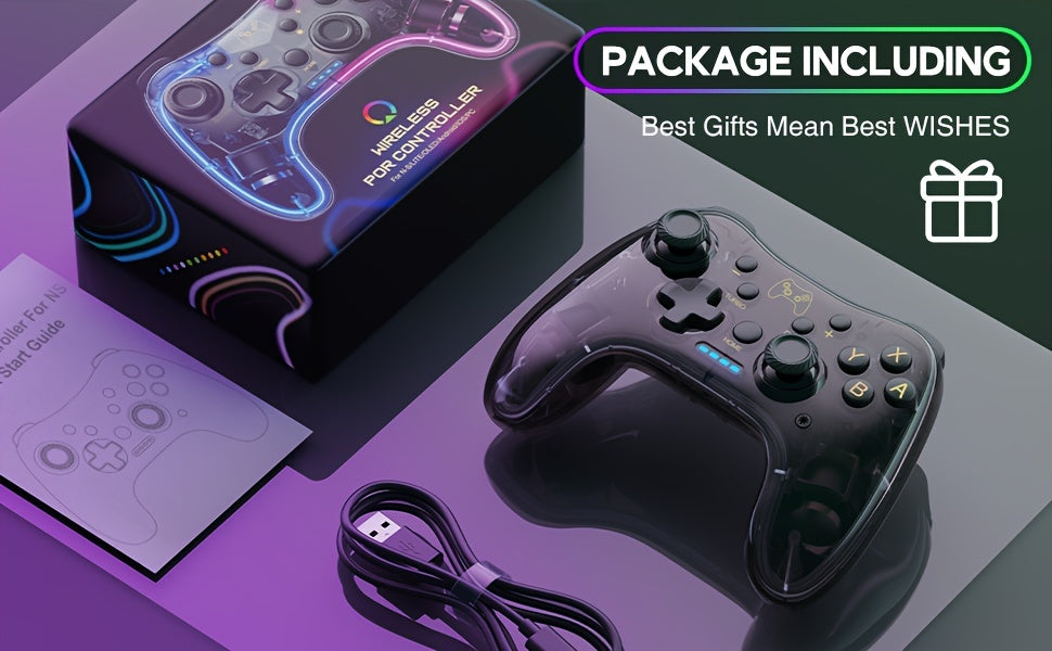 The Controller Is Compatible With Switch/Lite/OLED And PC/Android/IOS, And Comes With An RGB Breathing LED, The Controller Also Supports Remote Applications With Turbo And Wake-up Functions
