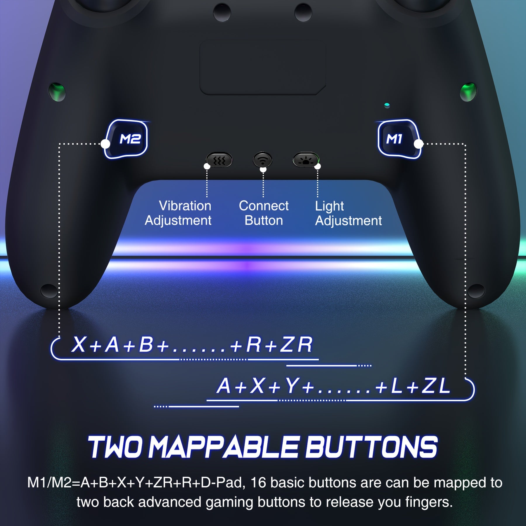 RGB Wireless Pro Controller For Nintendo Switch - Vibrant Lights, Programmable Buttons, Turbo Boost, OLED Compatible - For Gaming Experience