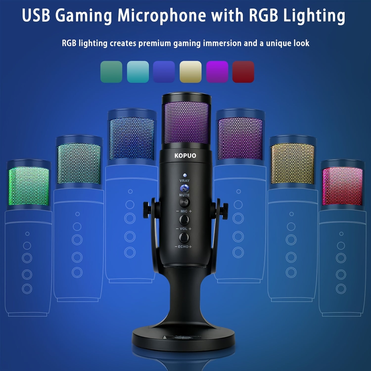 RGB USB Gaming/Podcast Computer Microphone, Condenser Desktop Singing PC Mic, Dynamic Heart-Shaped Directional Mics for Radio/Vocal/Voice, for PS4/5, for Mac, for YouTube/Live Streaming/Media/Recording